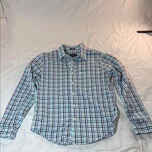 Abercrombie & Fitch Muscle Light Blue and Navy Plaid Button-Down Shirt